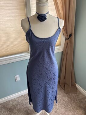 NWT - 12th Tribe Aubrey Blue Satin Jacquard Midi Dress